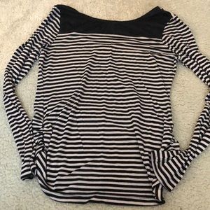 Bar III Tan and black striped shirt